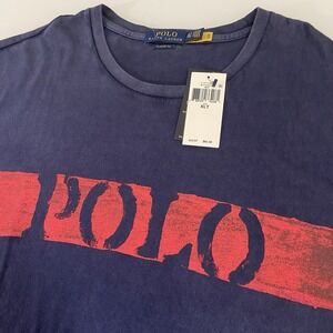 Polo Ralph Lauren XLT Spell Out Logo Navy Crew Neck Men's T-shirt NEW Cotton‎